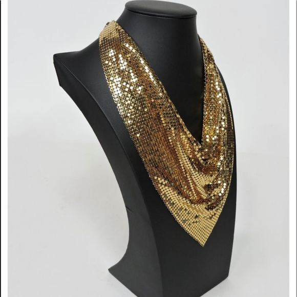 Vintage Whiting & Davis 1970’s gold mesh cowl necklace 20” - Picture 3 of 10